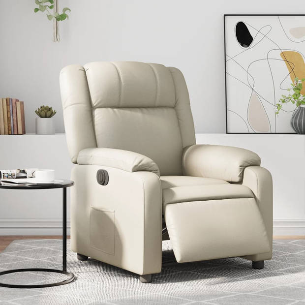 vidaXL Fauteuil elektrisch verstelbaar kunstleer crèmekleurig