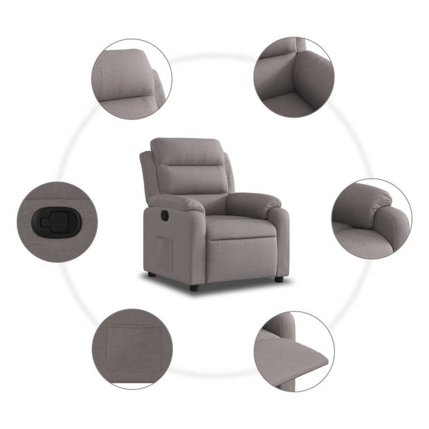 vidaXL Fauteuil verstelbaar stof taupe