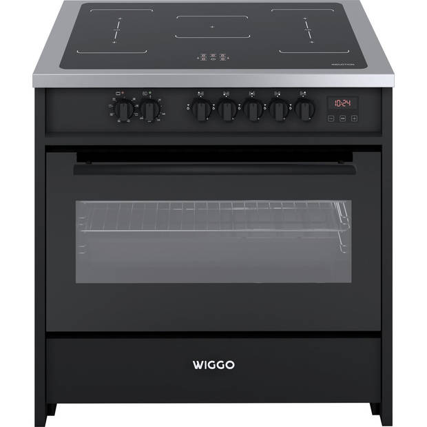 Wiggo WIO-E921A(BX) - Freestanding - Induction - Elektrische Oven - 90cm - 8 Function - 121 Liter - 3000 W - Zwart Inox