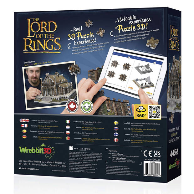 Wrebbit Wrebbit 3D puzzel - Lord of the Rings Edoras-Gouden Zaal (460)