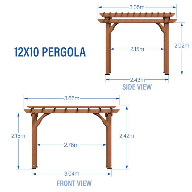 Backyard Discovery Pergola van hout 305 x 366 cm Houten terrasoverkapping vrijstaand voor de tuin