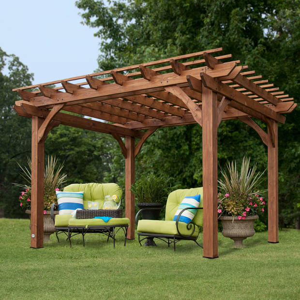 Backyard Discovery Pergola van hout 305 x 366 cm Houten terrasoverkapping vrijstaand voor de tuin