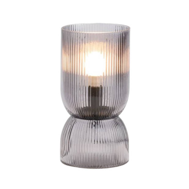 Tafellamp Nordic Geribbeld - Smokey Grijs Inclusief lamp (werkt op batterijen)