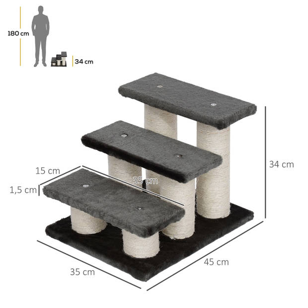 Hondentrap met 3 treden - Kattentrap - Huisdierentrap - Trapje - Opstapje - 45 x 35 x 34 cm