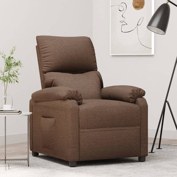 vidaXL Fauteuil verstelbaar stof bruin