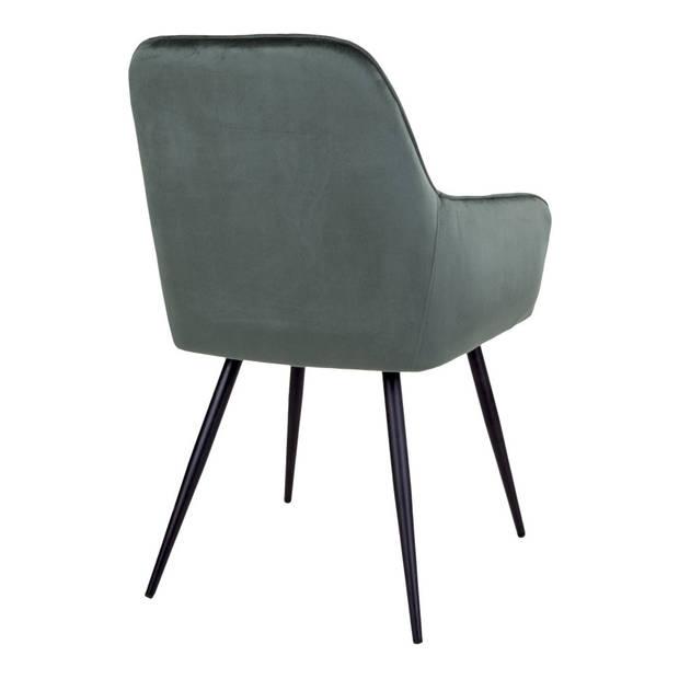 House Nordic - Eetkamerstoel Velvet Groen - 65x57x87cm - Stoel Harbo