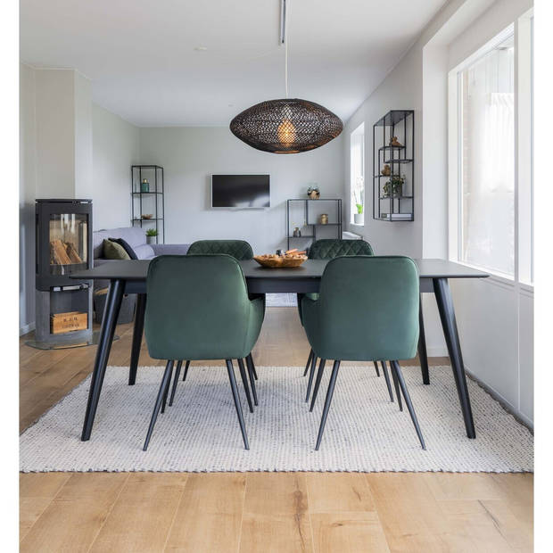 House Nordic - Eetkamerstoel Velvet Groen - 65x57x87cm - Stoel Harbo
