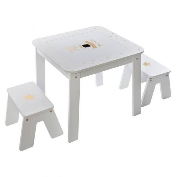 Sphera Kindertafel met 2 krukjes - Wit - 57x57x51 cm