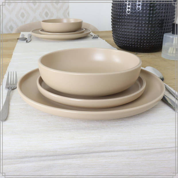 OTIX Serviesset - Bordenset - 6 Persoons - 18-delig - Beige - Keramiek - ORCHID