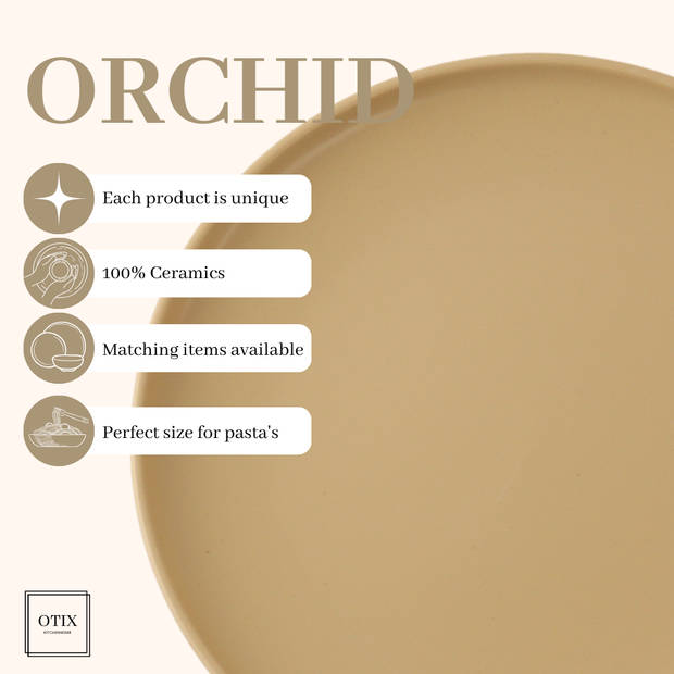 OTIX Serviesset - Bordenset - 6 Persoons - 18-delig - Beige - Keramiek - ORCHID