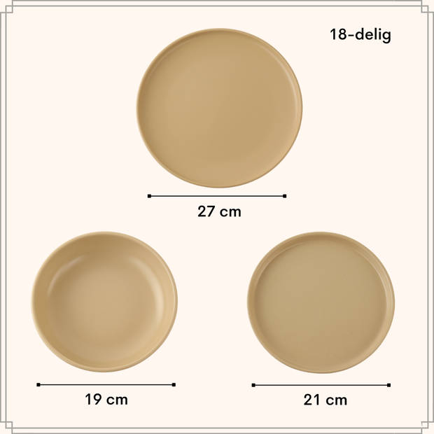 OTIX Serviesset - Bordenset - 6 Persoons - 18-delig - Beige - Keramiek - ORCHID