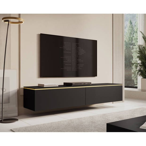 Meubella TV-Meubel Assunta - Mat zwart - 180 cm