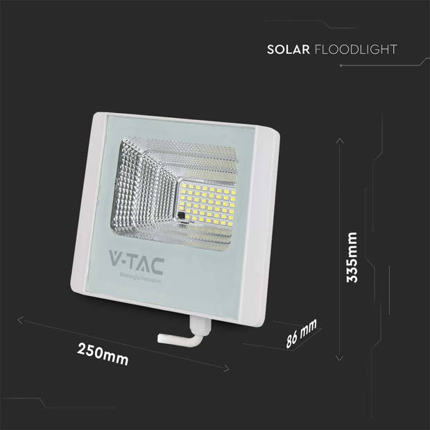 V-TAC VT-100W-W Schijnwerpers op zonne-energie - IP65 - Wit lichaam - 2450 lumen - 6400K