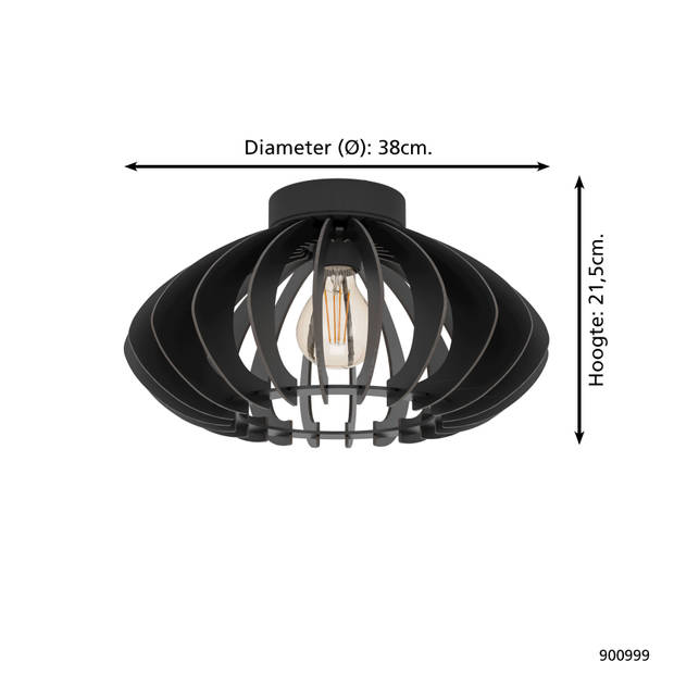 EGLO Cossano 3 plafondlamp - E27 - Ø38 cm - Hout - Zwart