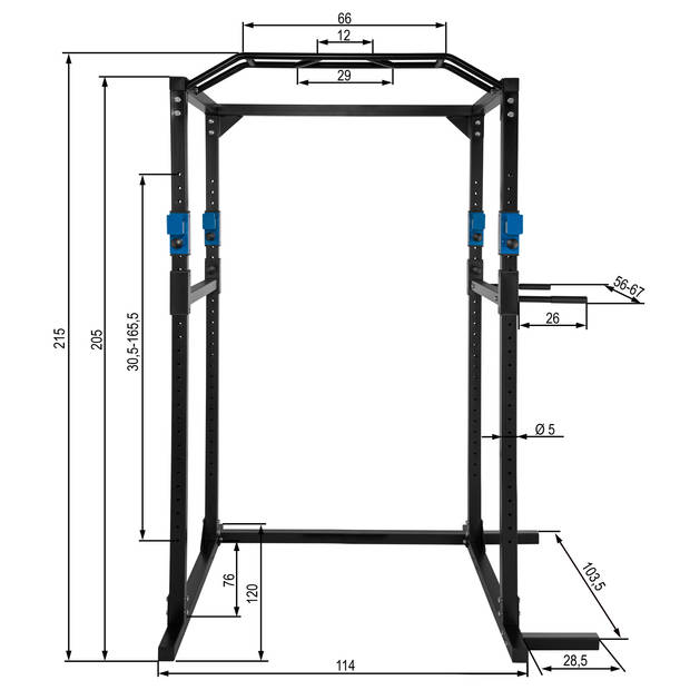 tectake® - Krachtstation zwart / blauw - 402737