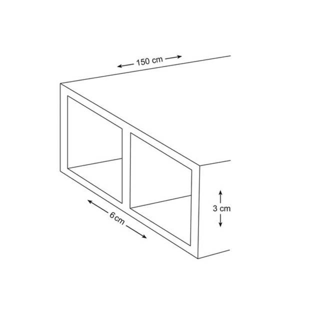 Aluminium profiel - 150 cm - 30 x 60 mm - 1.35 mm