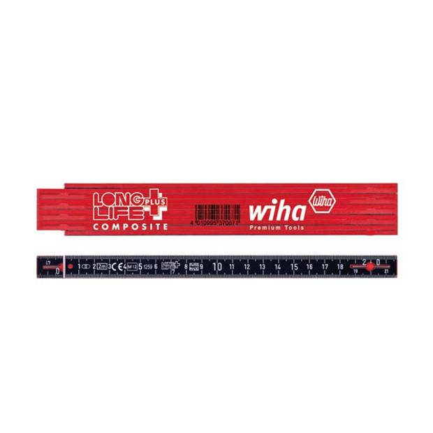 Wiha Duimstok LongLife® Plus Composite 2 m metrisch, 10 delen (37067) rood/ zwart