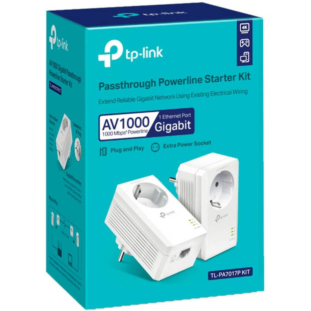 TP-Link TL-PA7017P KIT - Powerline Adapter - Zonder WiFi - 1000 Mbps