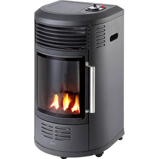 Qlima GH 8034 Mobiele Gaskachel - Zwart - 3400 Watt - Sfeervlam en kolen - 6 warmtestanden