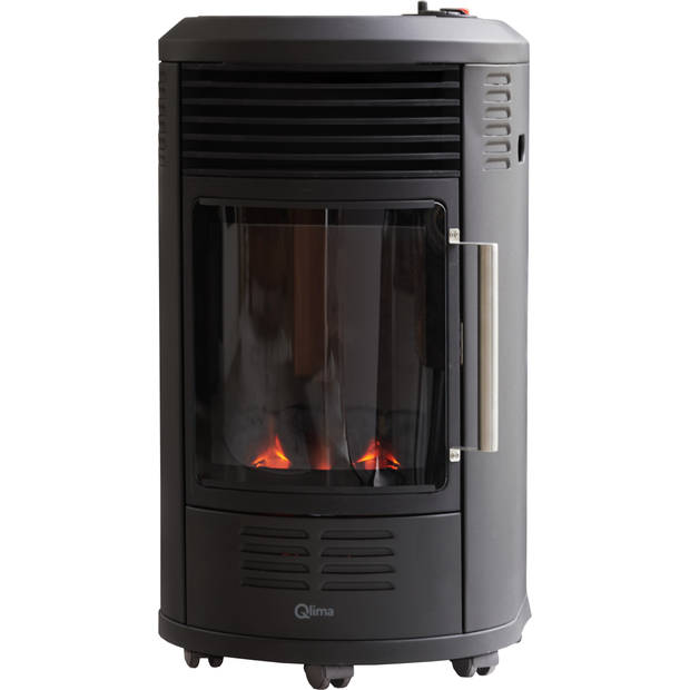 Qlima GH 8034 Mobiele Gaskachel - Zwart - 3400 Watt - Sfeervlam en kolen - 6 warmtestanden