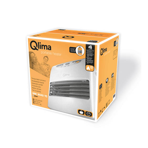 Qlima SRE 8040 TC Petroleumkachel - Zilver - 4000 Watt - Timerfunctie - Kinderslot- Omvalbeveiliging