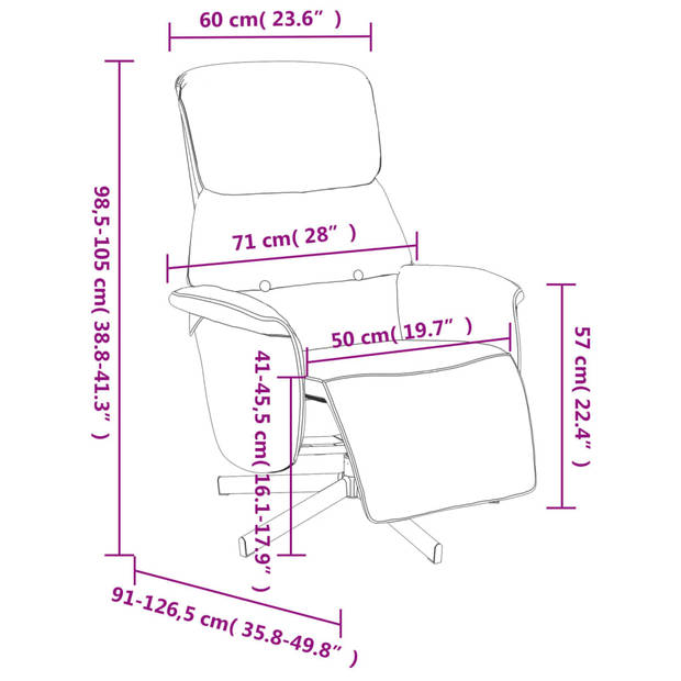 vidaXL Fauteuil verstelbaar met voetensteun stof donkergrijs