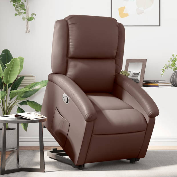 vidaXL Sta-op-fauteuil verstelbaar kunstleer bruin