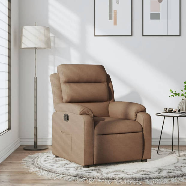 vidaXL Fauteuil verstelbaar stof bruin