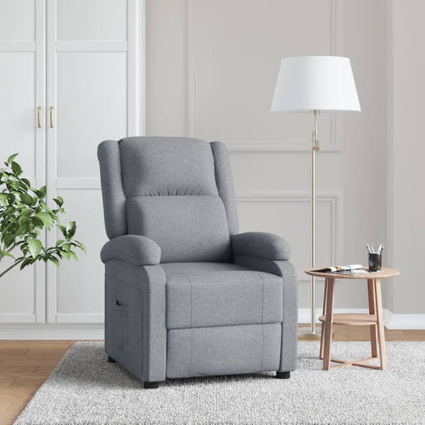 vidaXL Fauteuil verstelbaar stof lichtgrijs