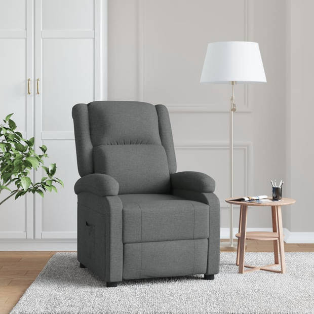 vidaXL Fauteuil verstelbaar stof donkergrijs