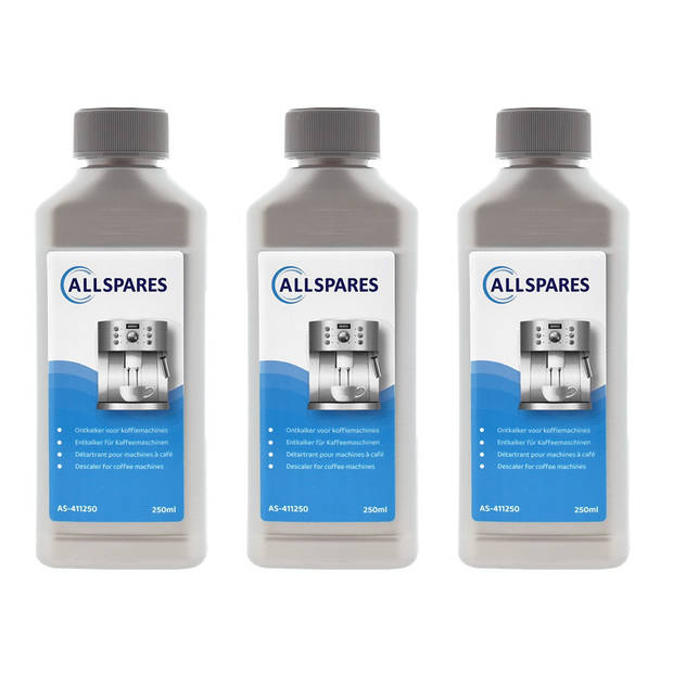 AllSpares Universele Ontkalker (3x 250ml) voor Koffiemachines geschikt voor Saeco / Philips CA6700 en Gaggia 21001681