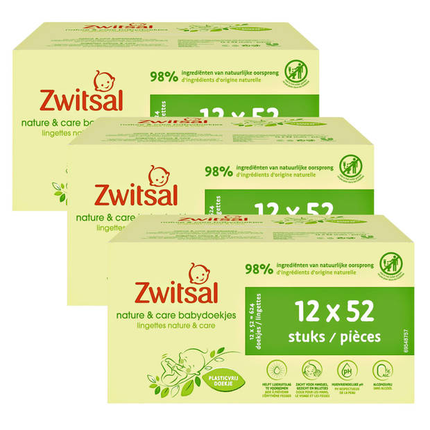 Zwitsal - Billendoekjes- Nature & Care Plasticvrij - 1872 babydoekjes - 36 x 52 stuks