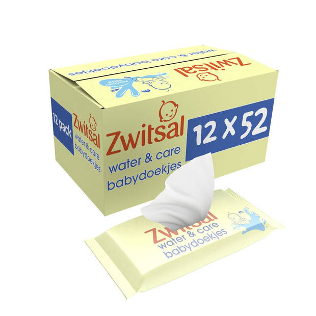 Zwitsal - Billendoekjes- Water & Care met Zwitsalgeur - 624 babydoekjes - 12 x 52 stuks