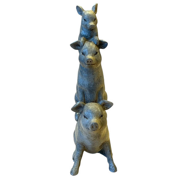 Parlane decoratief beeld - 3 varkens op elkaar - 15 x 7 x 24 cm