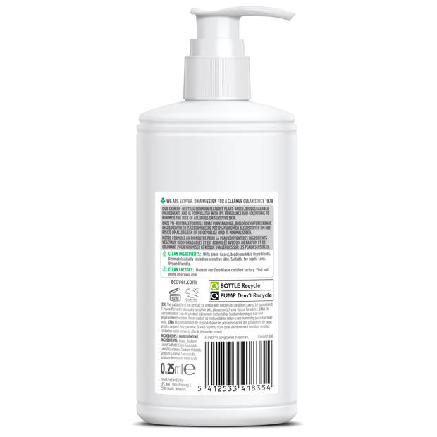 Ecover Handzeep Gevoelige Huid Voordeelpak 6 x 250 ml ZERO Sensitive Ecologisch