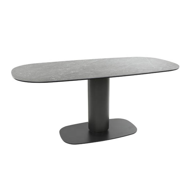 Giga Meubel - Eetkamertafel Naturel Zwart - 180cm - 4-6 Personen - Kolom