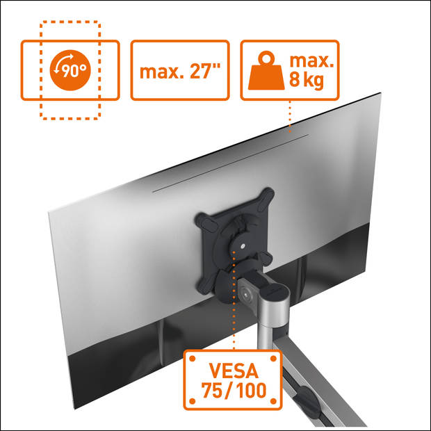 Durable monitor tafelbeugel - Zilver - 1 scherm - volledig verstelbaar