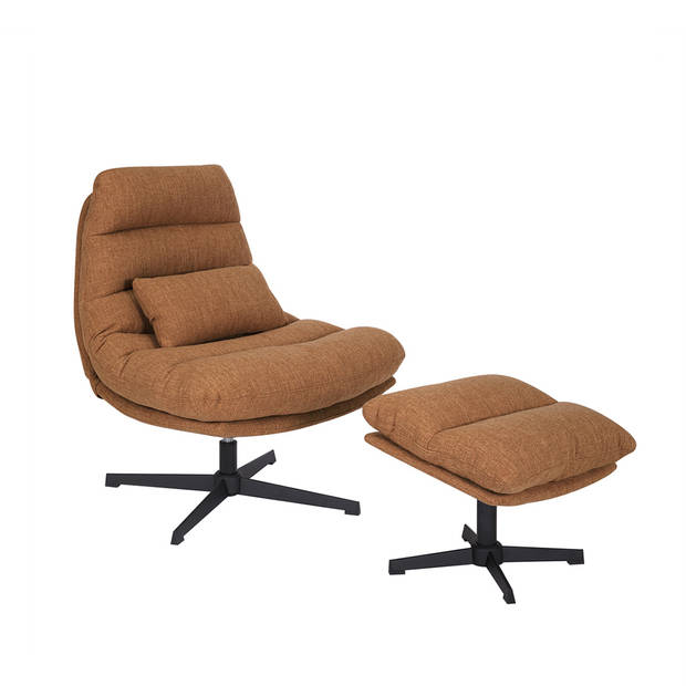 Bronx71 Draaifauteuil met hocker Cristo linnen koper.