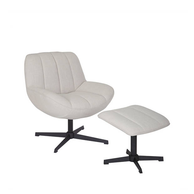 Bronx71 Draaifauteuil met hocker Santa linnen off white.