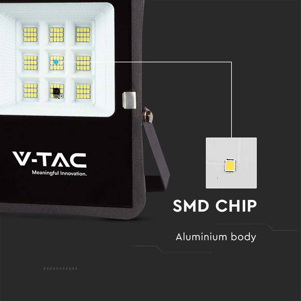 V-TAC VT-55050 Schijnwerpers op zonne-energie - IP65 - Zwarte behuizing - 400 lumen - 4000K