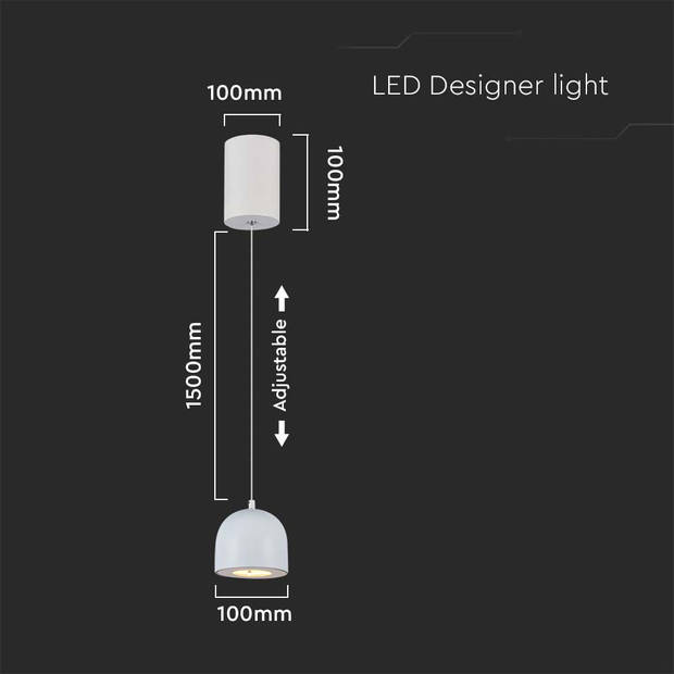 V-TAC VT-7795-G Designer plafondlampen - Designer hanglampen - IP20 - Lichtgrijze behuizing - 8,5 Watt - 850 Lumen -