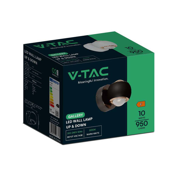 V-TAC VT-7504-W LED wandlamp - Rond - IP20 - Wit Behuizing - 10 Watt - 950 Lumen - 3000K
