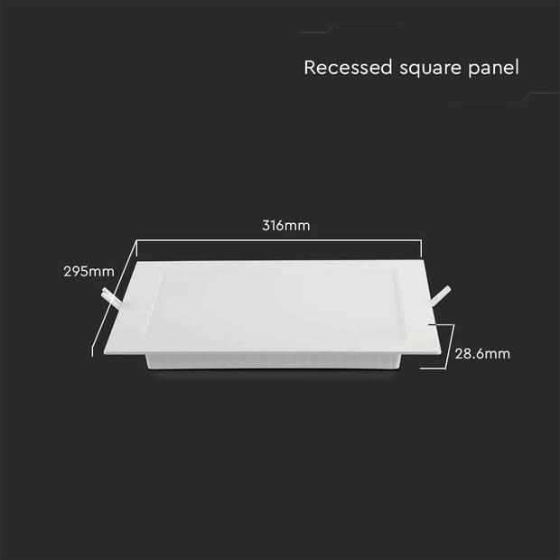 V-TAC VT-61024-SQ LED Minipanelen - Verlicht - Serie voor inbouw - IP20 - Wit lichaam - 24 Watts - 2500 Lumen - 3000K