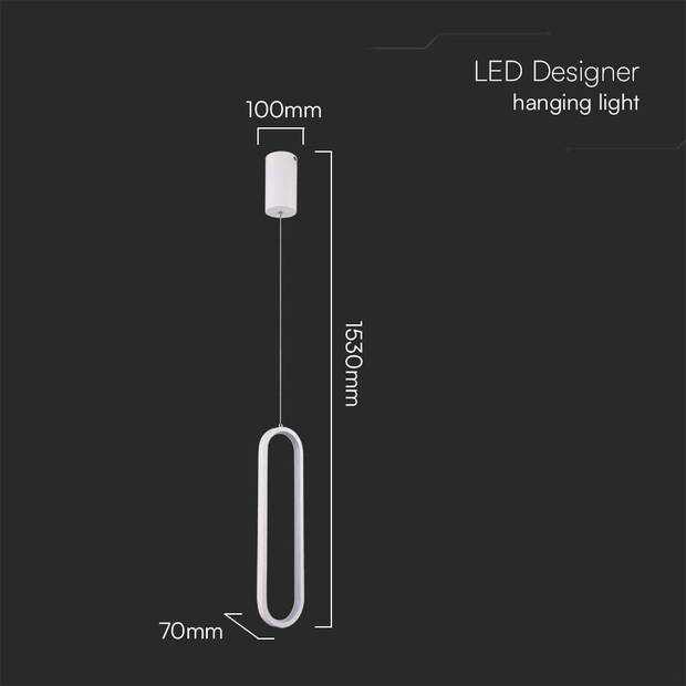 V-TAC VT-7829-W Designer plafondlampen - Designer hanglampen - IP20 - Wit lamphuis - 13 Watt - 1500 Lumen - 4000K