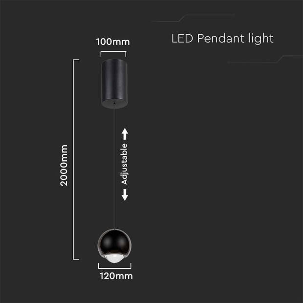 V-TAC VT-7508-B tafellamp - Hanglampen - IP20 - Zwarte behuizing - 5 watt - 500 lumen - 3000K