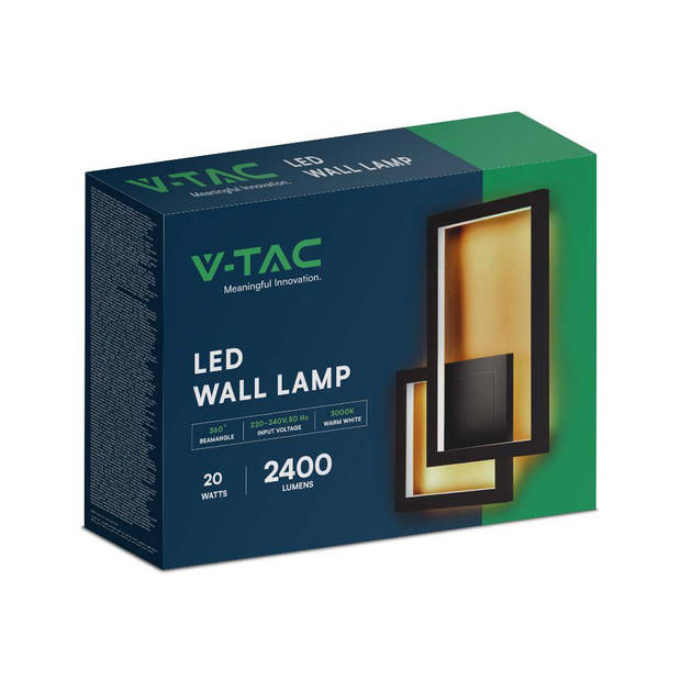 V-TAC VT-11120-B LED wandlamp - Modern - wandlamp - IP20 - Zwarte behuizing - 20 watt - 2400 lumen - 3000K