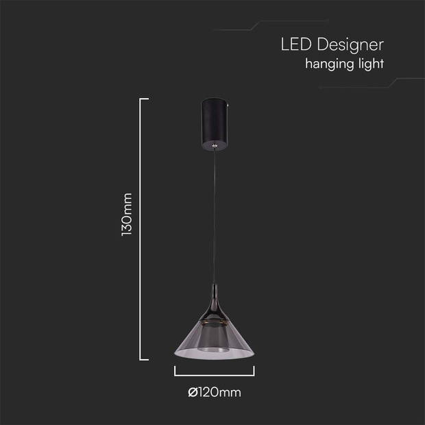 V-TAC VT-7831-B Designer plafondlampen - Designer hanglampen - IP20 - Zwarte behuizing - 9 Watt - 1000 Lumen - 3000K