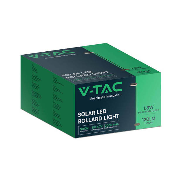V-TAC VT-1137 Solarlampen - Solar Meerpaalverlichting - IP54 - 120 Lumen - 3000K