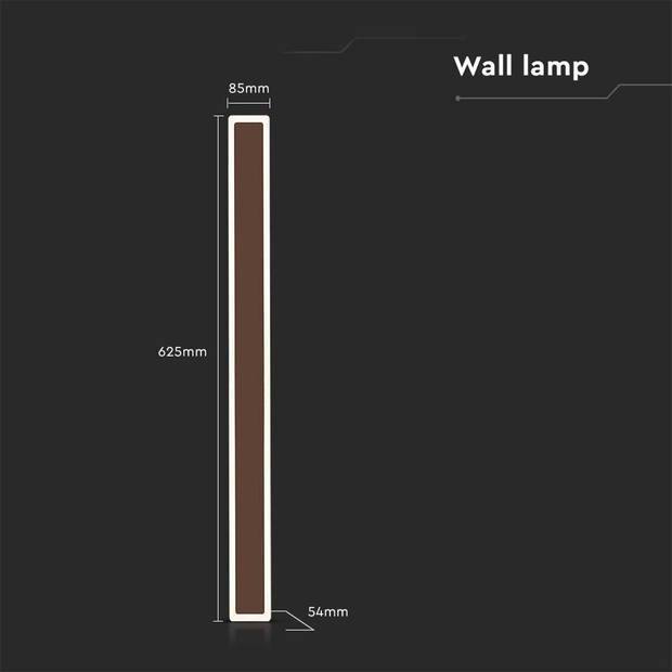 V-TAC VT-11117-C Moderne LED Wandlamp - IP65 - Corten Behuizing - 17 Watt - 2160 Lumen - 3000K