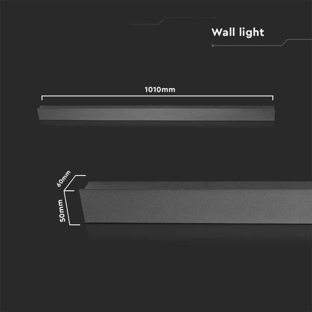 V-TAC VT-1176-A LED wandlamp - Modern - wandlamp - IP65 - Antraciet Behuizing - 16 Watt - 2035 Lumen - 3000K